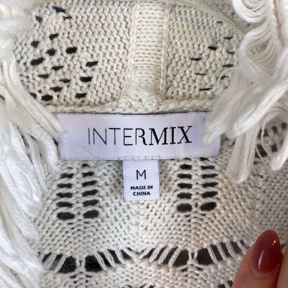 INTERMIX Brady Pointelle Silk-Cotton Wrap Cardigan in White Size Medium. - Picture 7 of 13